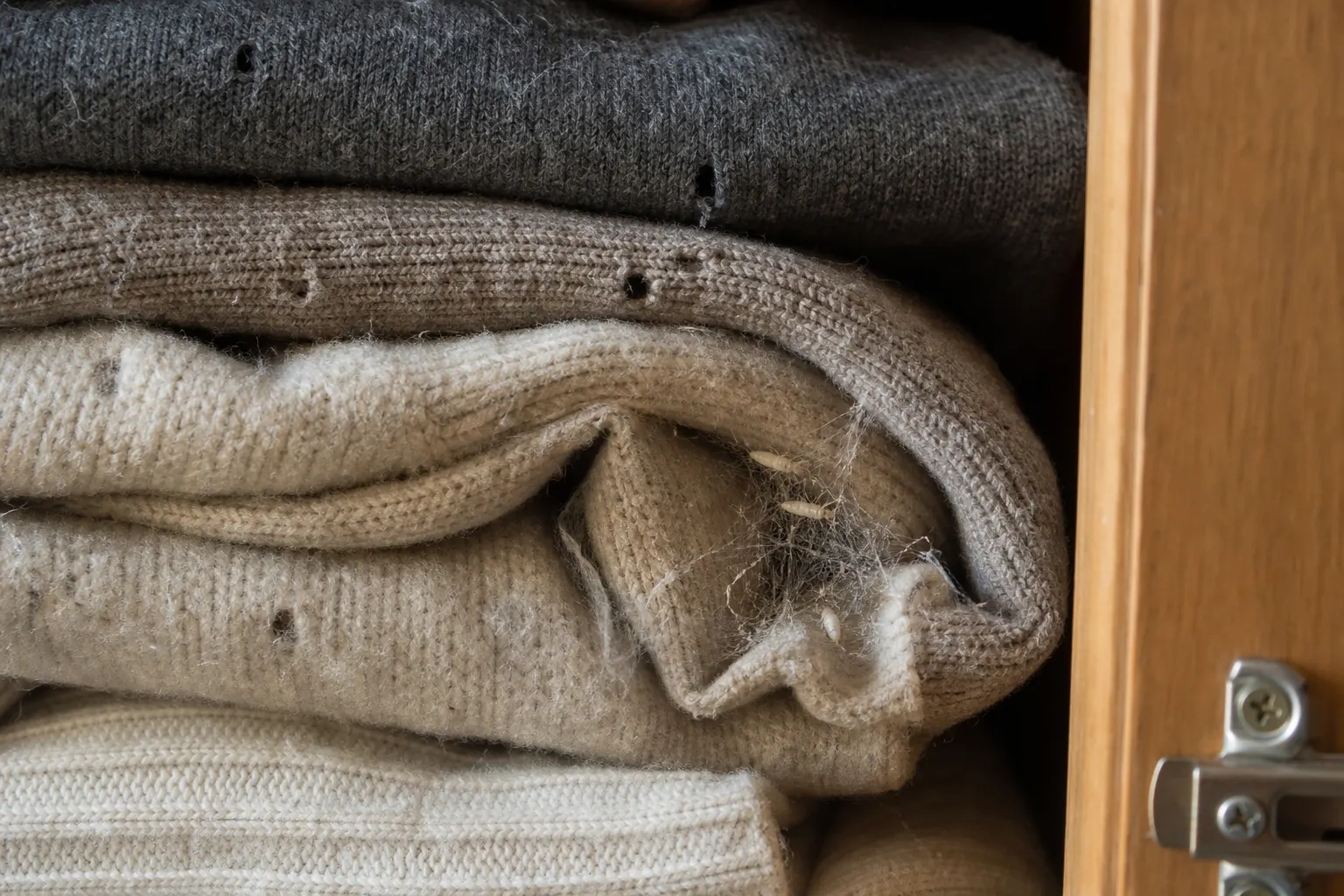 Moth holes and larvae in a wardrobe — how to prep for moth treatment